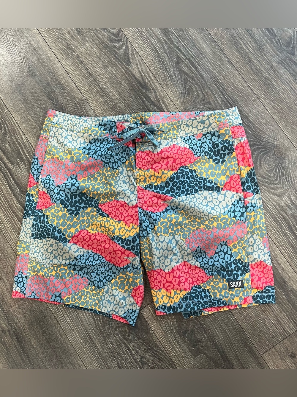 SAXX Multicolor Leopard Print Swim Shorts